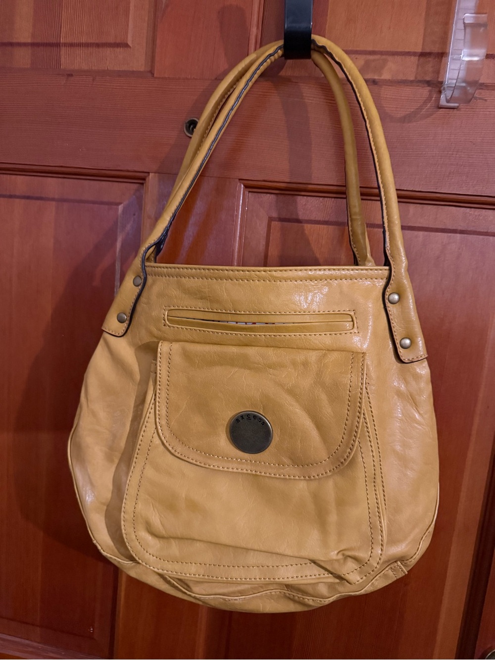 Axcess Mustard Yellow Leather Shoulder Bag
